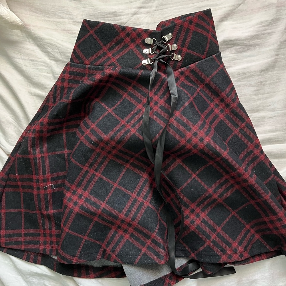 grunge black and red skirt